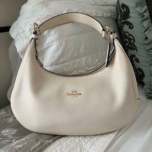 Coach Pebble Leather Harley Hobo Boho Purse Color: Chalk with Gold Hardware